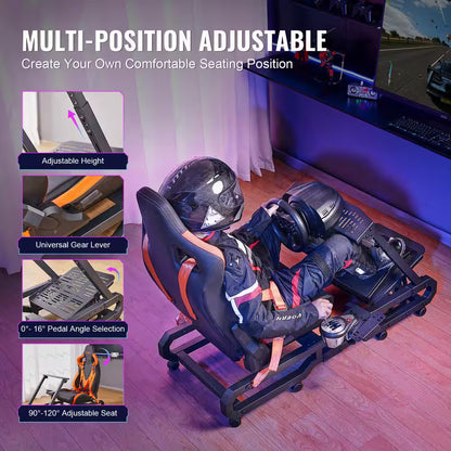 Racing Wheel Stand with Wheels for Logitech G923/G920/G29, Heavy Duty Steel Driving Simulator, Max Load 330 lbs.