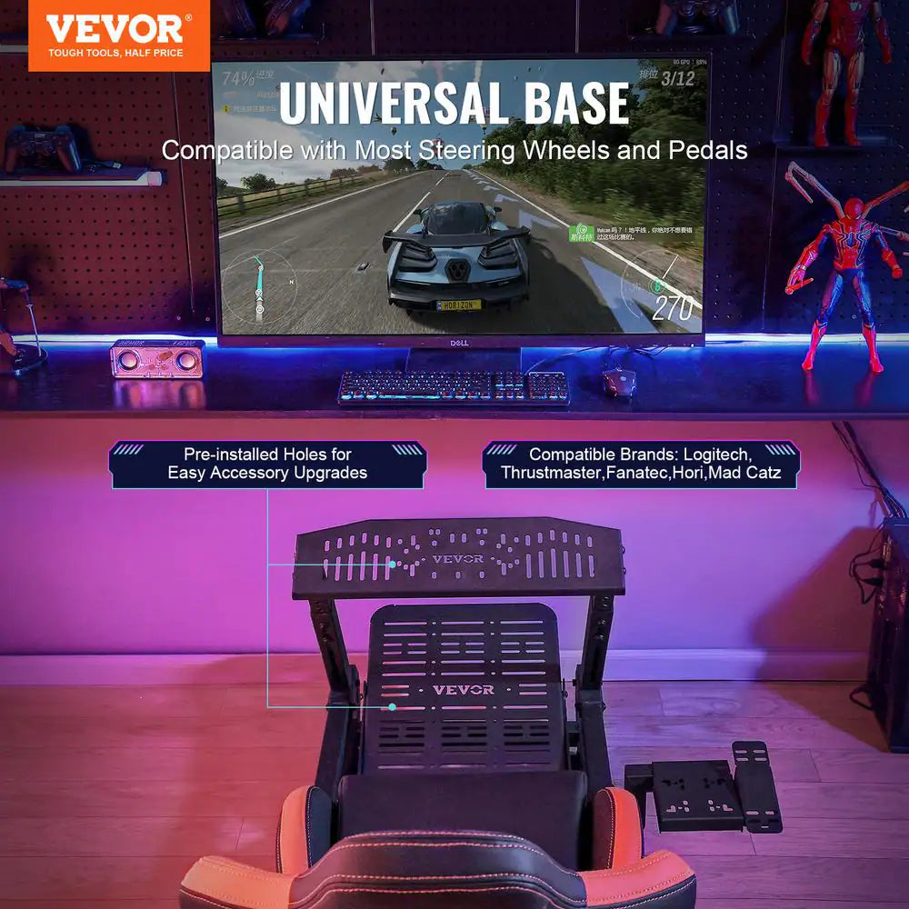 Racing Wheel Stand with Wheels for Logitech G923/G920/G29, Heavy Duty Steel Driving Simulator, Max Load 330 lbs.