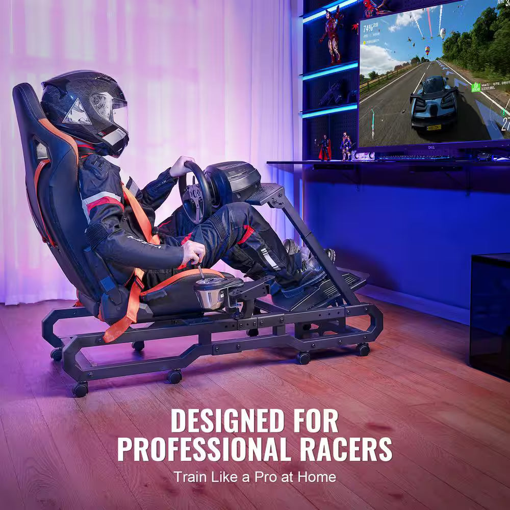 Racing Wheel Stand with Wheels for Logitech G923/G920/G29, Heavy Duty Steel Driving Simulator, Max Load 330 lbs.