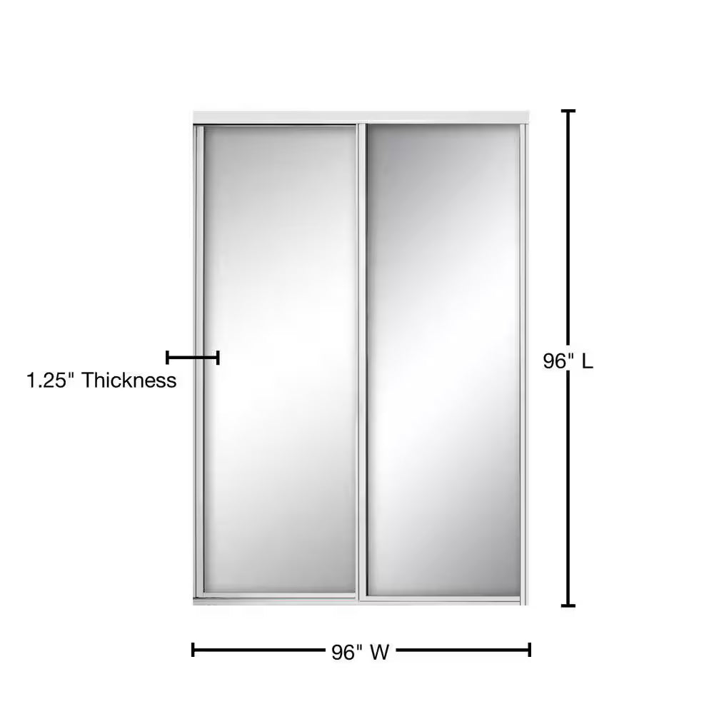 96 in. x 96 in. Concord White Aluminum Frame Mirrored Interior Sliding Closet Door