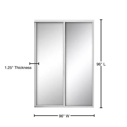 96 in. x 96 in. Concord White Aluminum Frame Mirrored Interior Sliding Closet Door