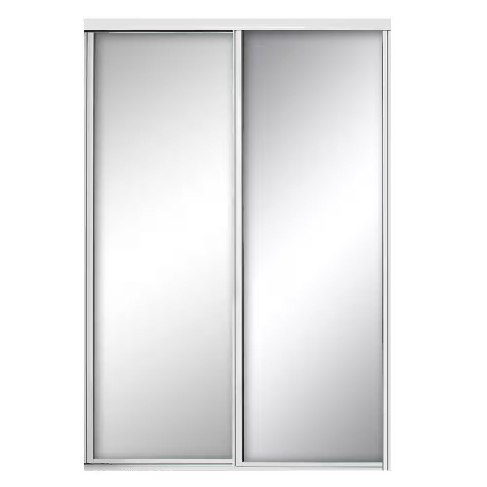 96 in. x 96 in. Concord White Aluminum Frame Mirrored Interior Sliding Closet Door