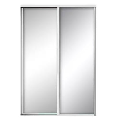 96 in. x 96 in. Concord White Aluminum Frame Mirrored Interior Sliding Closet Door