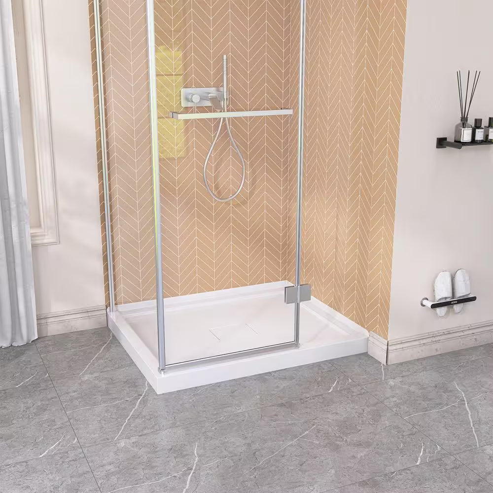 42" x 34" Corner Shower Base, White