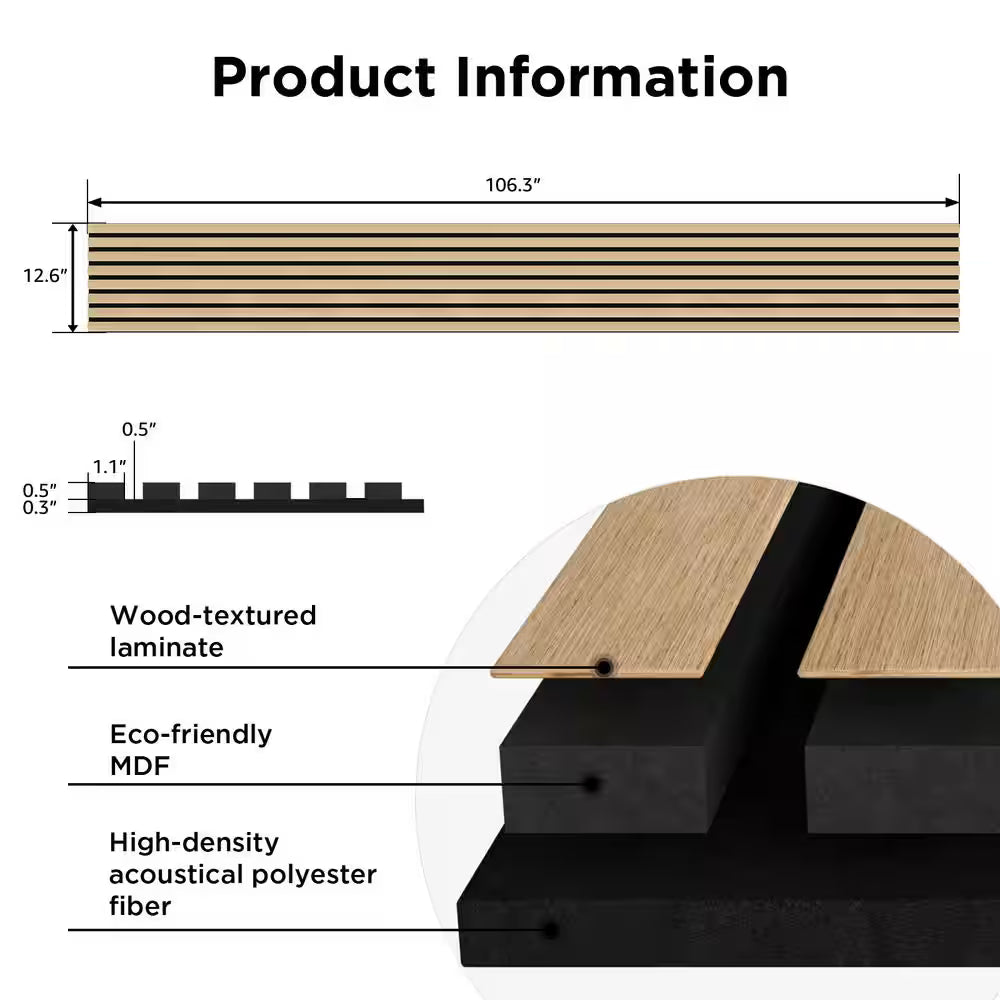White Oak Acoustic Wall Paneling 2-Pack