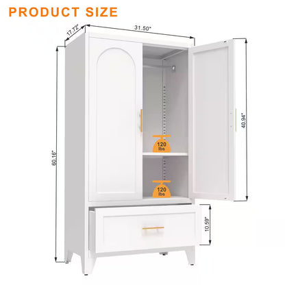 White 31.5" W Wardrobe Armoire with Drawer