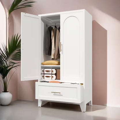 White 31.5" W Wardrobe Armoire with Drawer