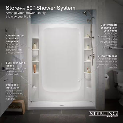 STORE+ 34x76 Alcove Shower End Wall White