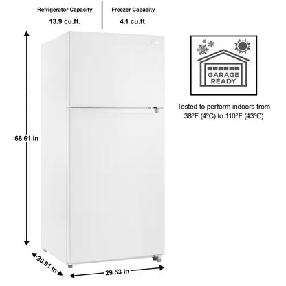 18 cu. ft. Top Freezer Refrigerator DOE in White