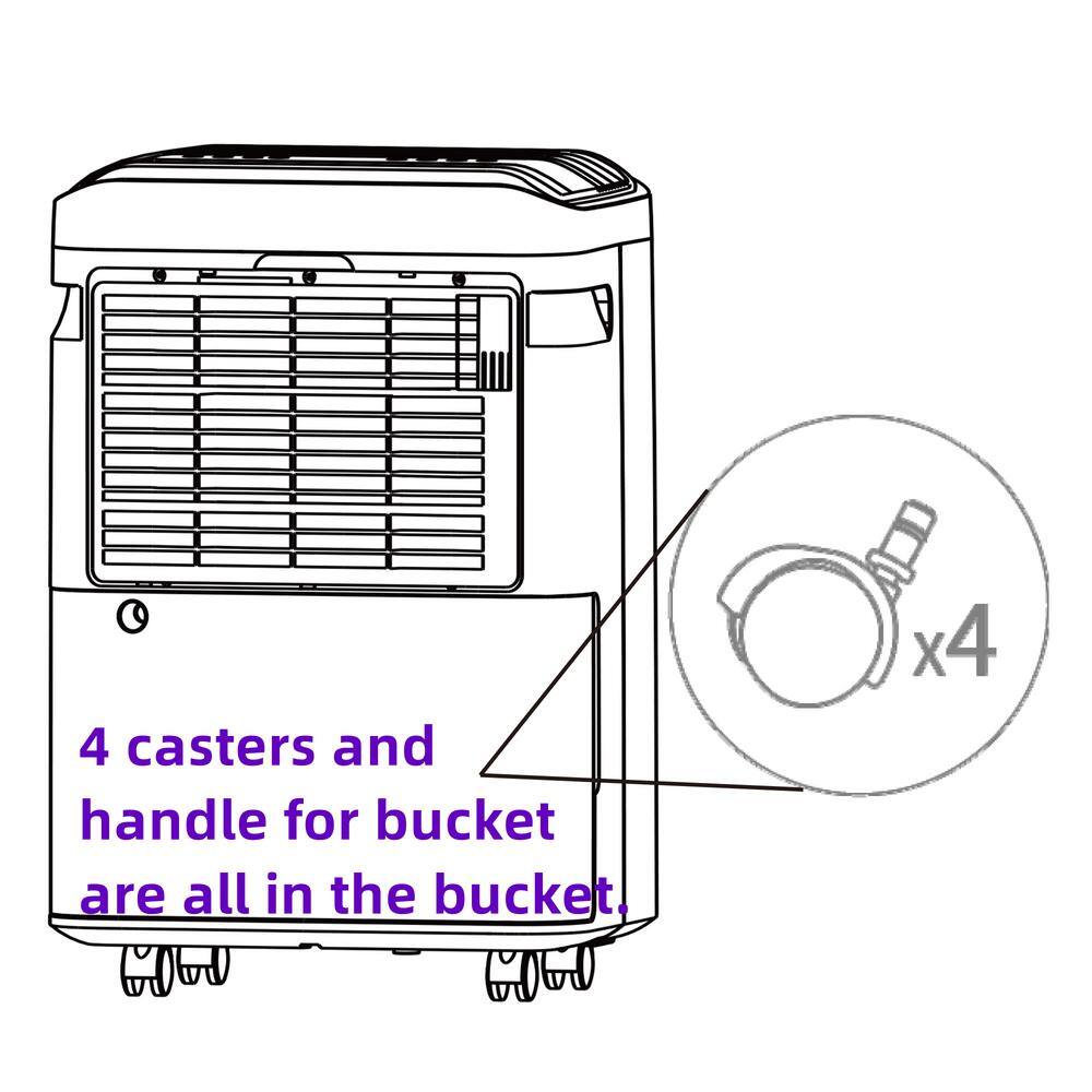 4,500 sq. ft. Dehumidifier in White with Drain Hose and Bucket, Auto Defrost, Low Noise,