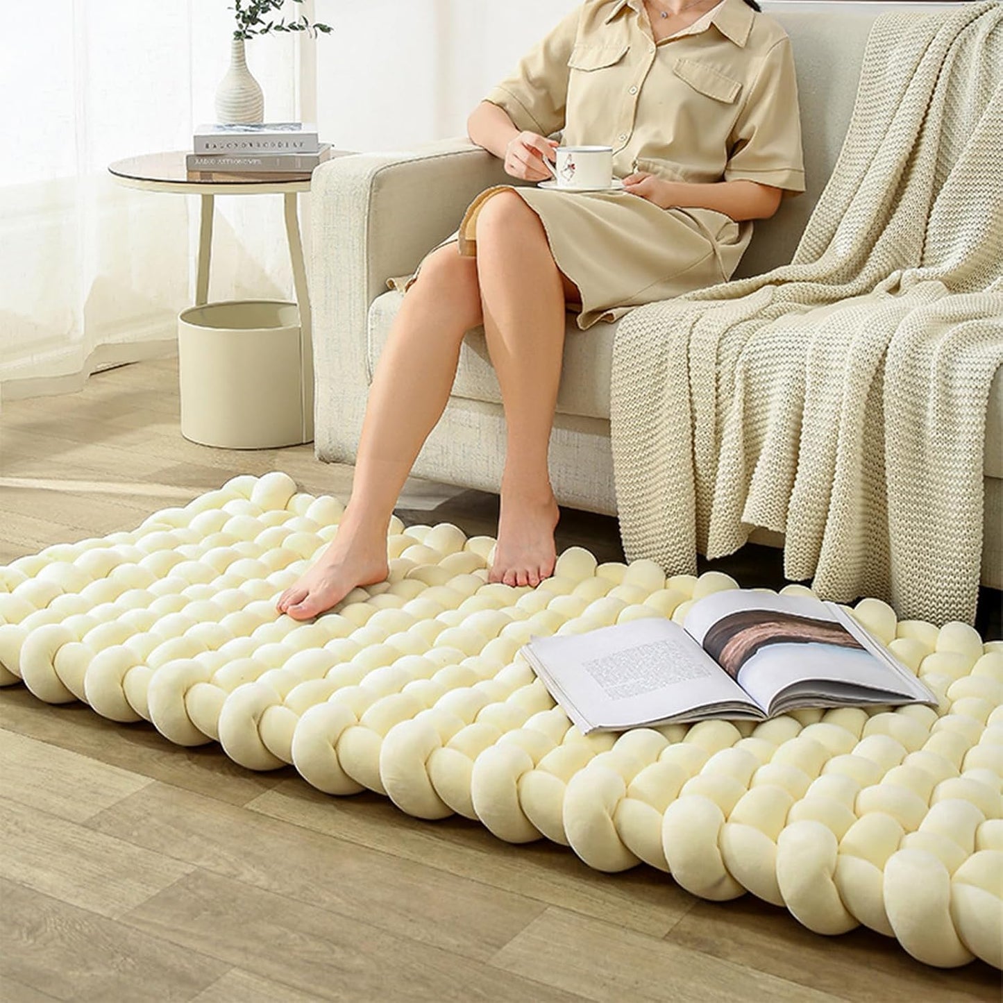 Runner Rugs for Bedroom, Ultra Soft Area Rugs for Bedroom,Knot Window Seat Cushions Bay Window Cushion Pad 23x59inch