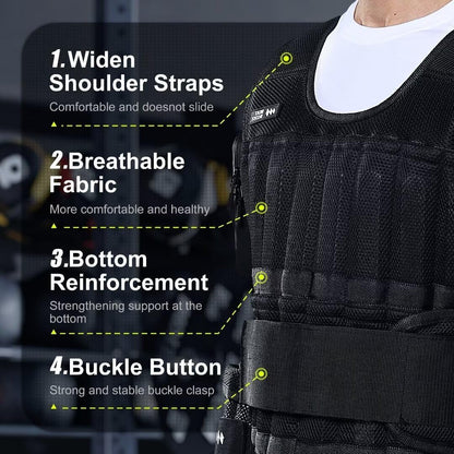 Weighted Vest for Men Women 22lb | 44lb Adjustable Weighted Vest with Steel Plates Weights for Walking Strength Training Running Workout