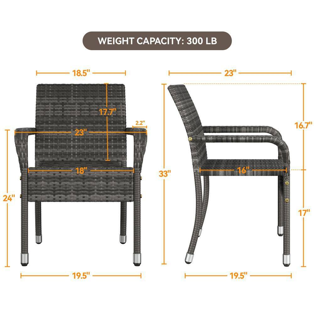 PE Outdoor Rattan Chair Set OF 2 with Armrests. 2 SETS AVAILABLE