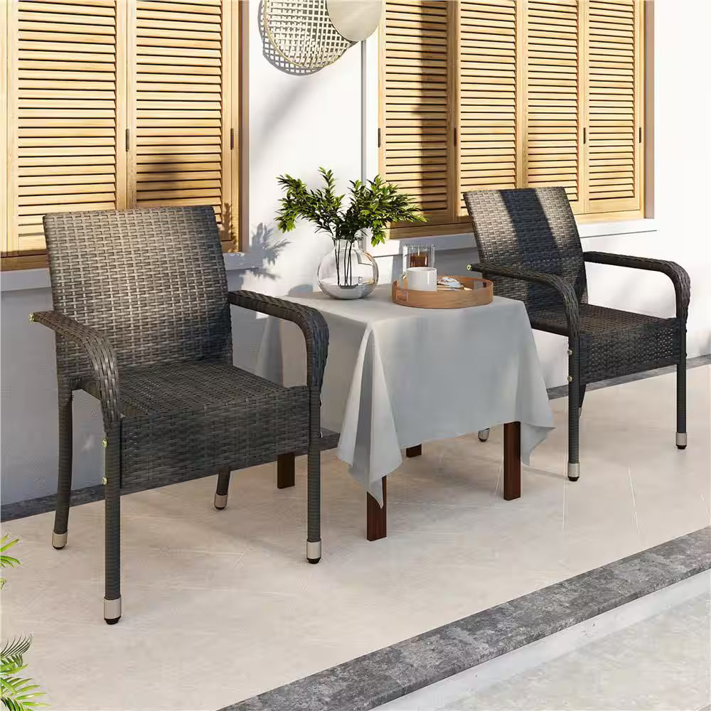 PE Outdoor Rattan Chair Set OF 2 with Armrests. 2 SETS AVAILABLE